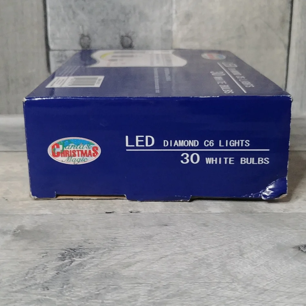 LED Diamond C6 Christmas Lights ~ 30 White Bulbs String NOB